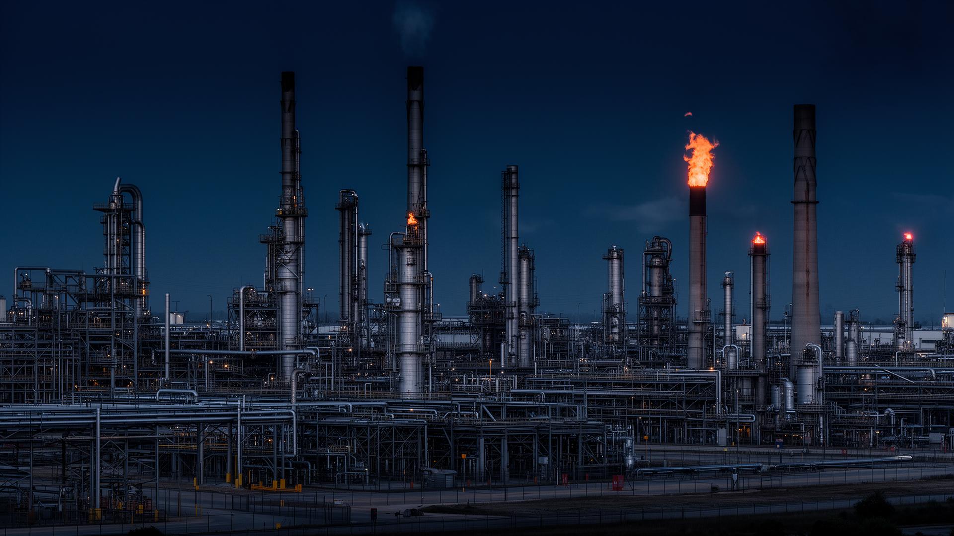 Industrial refinery at dusk